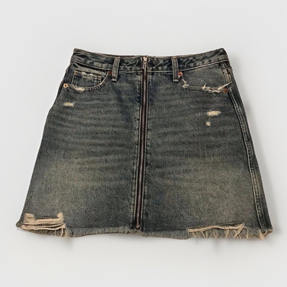 ABERCROMBIE & FITCH L Natural Rise‎ Vintage A Line Blue Denim Skirt Size 4/27